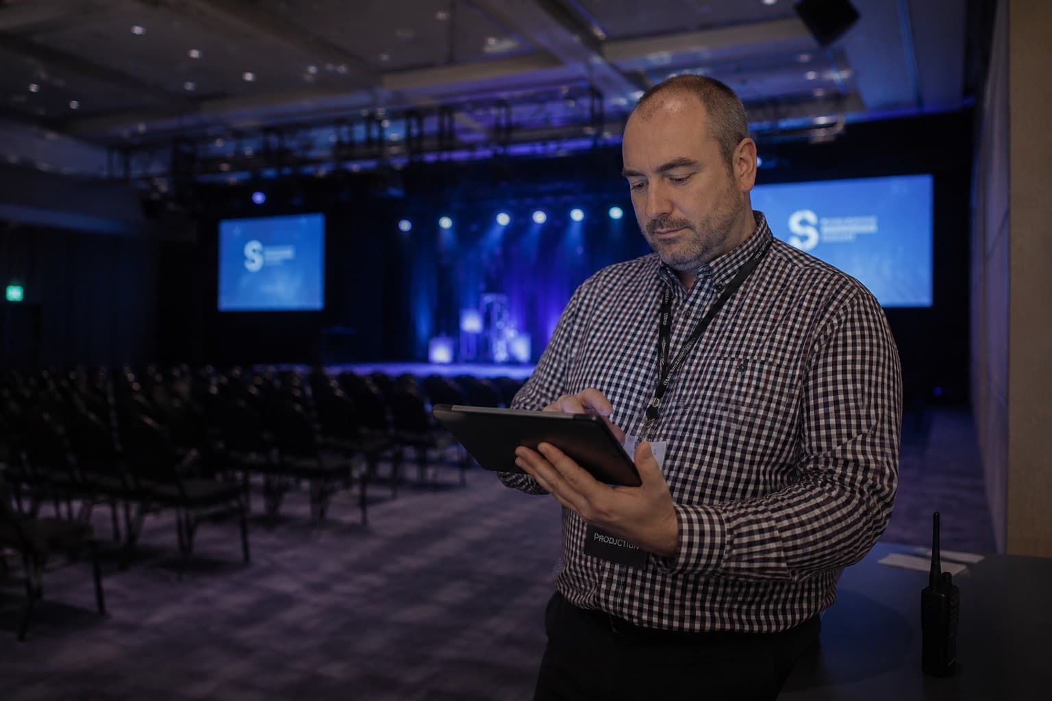 John Phillips, founder of EventStreams, in an empty conference venue